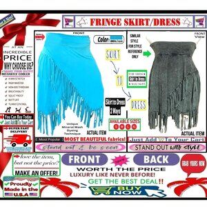 🛑 BULLY Fold Over ➕🆒 SKIRT/DRESS High Waist FRINGE Mineral Wash 💸BUY NOW‼️🟢